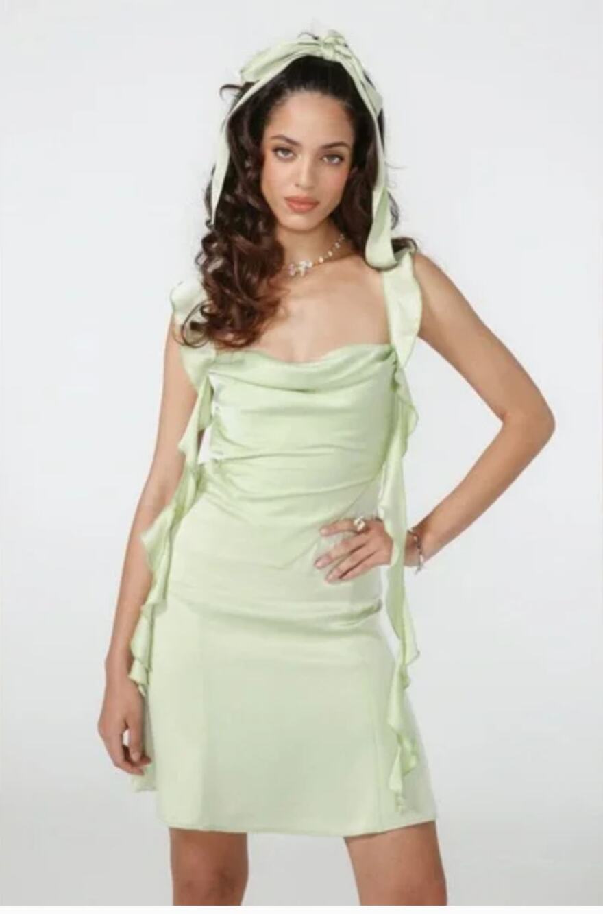 Nana Jacqueline Karina Blossom Collection Green Mini Dress Open Back Size XL
